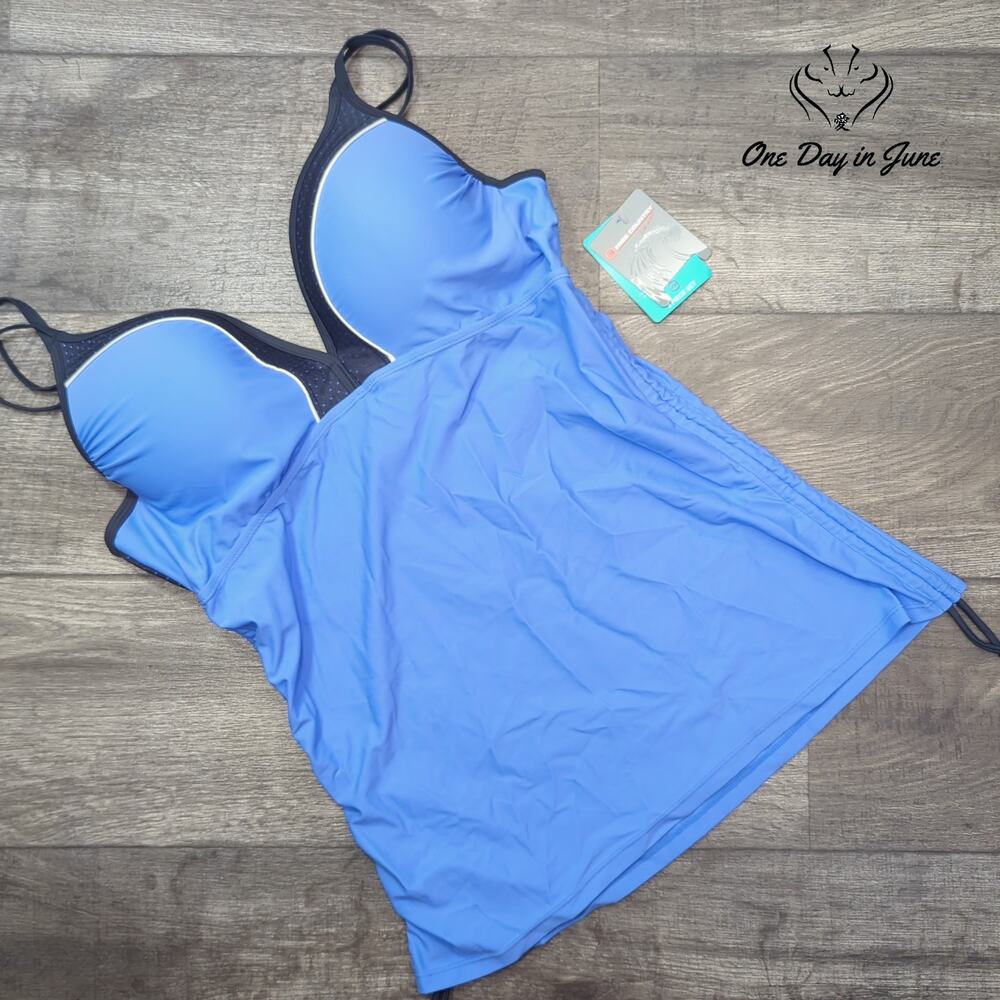 Free Country V Neck Tankini Swimsuit Set Sea Mist Blue NWT Size XXL